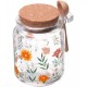 Pote 240ml Redondo De Vidro Com Tampa E Colher De Bambu Flora